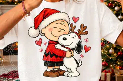 Christmas Boy and Beagle Hug PNG | Cute Holiday Sublimation Product Image 3