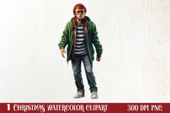 Funny Christmas Boy At Home Clipart Sublimation Product Image 1
