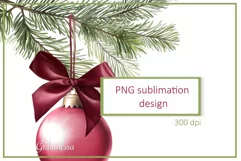 Christmas branch with ball | PNG sublimation design Product Image 1