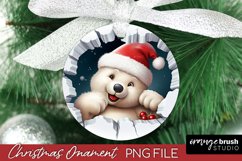 3D Christmas Ornament Sublimation, White Bear Smashed Wall Product Image 1