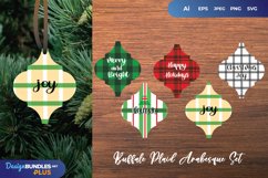 Plaid Arabesque Christmas Tree Ornament with Text Set Product Image 1