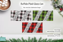 christmas buffalo plaid with leopard print glass can sublimation
