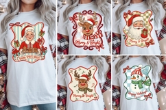Vintage Christmas PNG Bundle, 5 Retro Holiday Sublimation Product Image 1