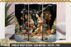 Christmas Bunnies Tumbler Wrap / 3D Sublimation PNG 300dpi Product Image 2