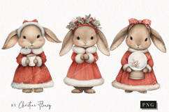Vintage Christmas Bunny Clipart | Christmas PNG Product Image 1
