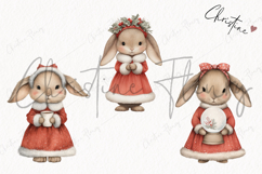 Vintage Christmas Bunny Clipart | Christmas PNG Product Image 3