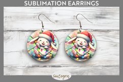 Christmas Bunny v1 Entangled in Lights Round Earrings Sublim Product Image 1