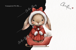 Vintage Christmas Bunny Clipart | Christmas PNG Product Image 2