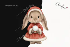 Vintage Christmas Bunny Clipart | Christmas PNG Product Image 2