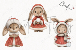 Vintage Christmas Bunny Clipart | Christmas PNG Product Image 3