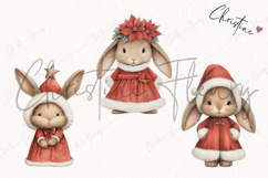 Vintage Christmas Bunny Clipart | Christmas PNG Product Image 3