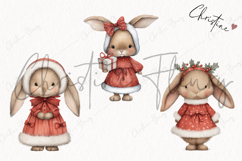Vintage Christmas Bunny Clipart | Christmas PNG Product Image 3