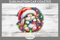 Christmas Bunny v2 Entangled in Lights Car Coaster Sublimati Product Image 1