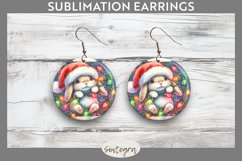 Christmas Bunny v2 Entangled in Lights Round Earrings Sublim Product Image 1