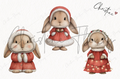 Vintage Christmas Bunny Clipart | Christmas PNG Product Image 3