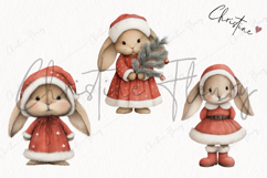 Vintage Christmas Bunny Clipart | Christmas PNG Product Image 3