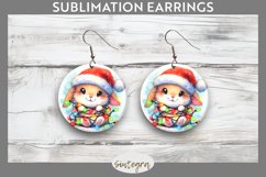 Christmas Bunny v3 Entangled in Lights Round Earrings Sublim Product Image 1