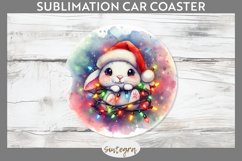 Christmas Bunny v4 Entangled in Lights Car Coaster Sublimati Product Image 1