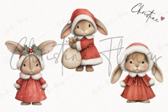 Vintage Christmas Bunny Clipart | Christmas PNG Product Image 3