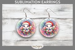 Christmas Bunny v4 Entangled in Lights Round Earrings Sublim Product Image 1