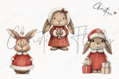 Vintage Christmas Bunny Clipart | Christmas PNG Product Image 3