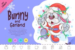 Christmas Bunny and Garland. Clipart Product Image 1