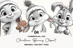 Christmas Bunny Clipart Sublimation Product Image 1