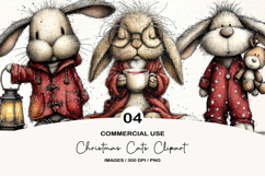 Christmas Bunny Clipart Sublimation Product Image 1