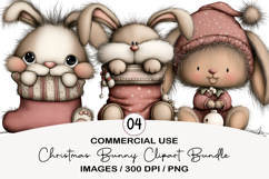 Christmas Bunny Clipart PNG Product Image 1