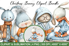 Christmas Bunny Clipart Sublimation Product Image 1