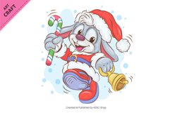 Christmas Bunny with a Bell. Clipart Product Image 2