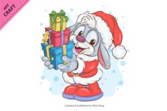 Christmas Bunny with Gifts. Clipart Product Image 2