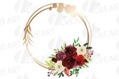 Burgundy Christmas floral copper frames and bouquets decor Product Image 11