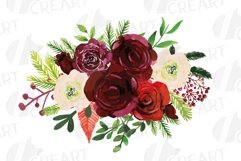 Burgundy Christmas floral copper frames and bouquets decor Product Image 15