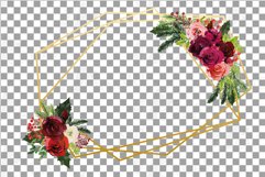 Burgundy Christmas floral gold frames and bouquets decor Product Image 3