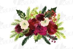 Burgundy Christmas floral gold frames and bouquets decor Product Image 4