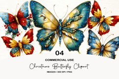 Christmas Butterfly Clipart Sublimation Product Image 1