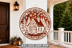 Christmas Cabin Ornament Laser Cut SVG Product Image 1