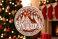 Christmas Cabin Ornament Laser Cut SVG Product Image 2