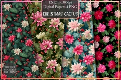 Christmas Cactus Seamless Patterns | Festive Desert Holiday Product Image 1