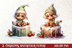 Christmas Cake Watercolor Clipart Sublimation, Christmas PNG Product Image 1