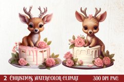 Christmas Cake Watercolor Clipart Sublimation, Christmas PNG Product Image 1