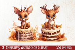 Christmas Cake Watercolor Clipart Sublimation, Christmas PNG Product Image 1