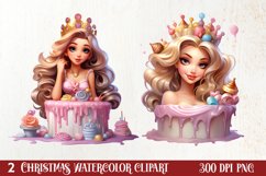 Christmas Cake Watercolor Clipart Sublimation, Christmas PNG Product Image 1