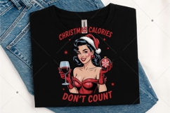Christmas calories don't count PNG, Retro Girl Christmas Png Product Image 3