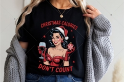 Christmas calories don't count PNG, Retro Girl Christmas Png Product Image 4