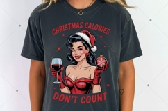 Christmas calories don't count PNG, Retro Girl Christmas Png Product Image 5