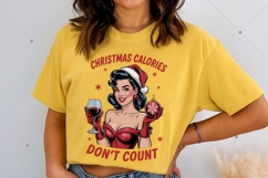 Christmas calories don't count PNG, Retro Girl Christmas Png Product Image 1