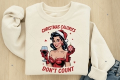 Christmas calories don't count PNG, Retro Girl Christmas Png Product Image 6