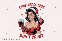 Christmas calories don't count PNG, Retro Girl Christmas Png Product Image 8